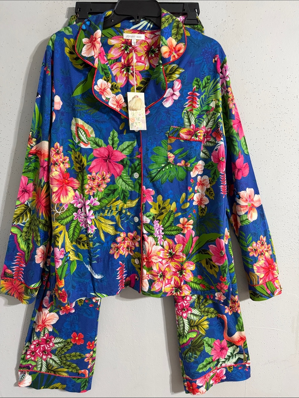 NWT Vibrant Floral Blue print Pajama Set(leaves & flowers)